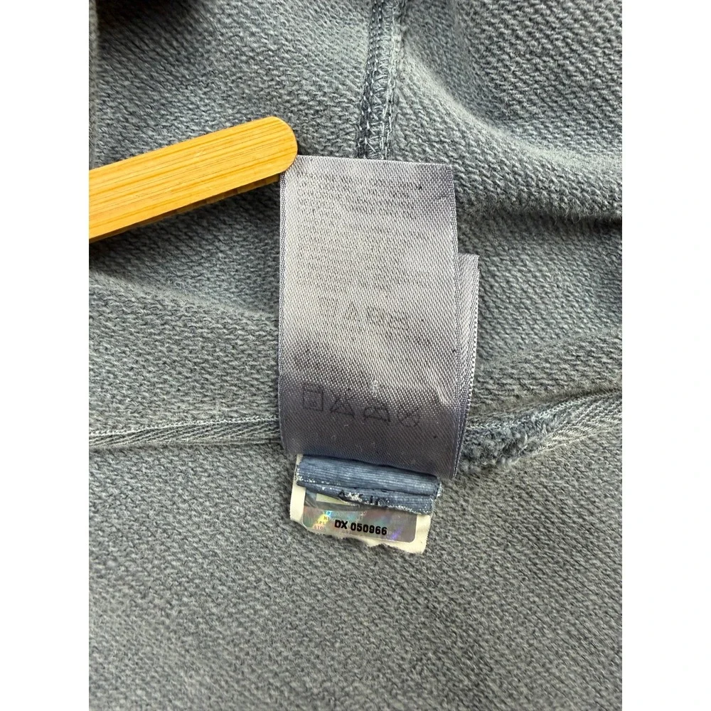 The North Face Mens L Full Zip Hoodie Blue Mountain Graphic Logo Sweatshirt Fade